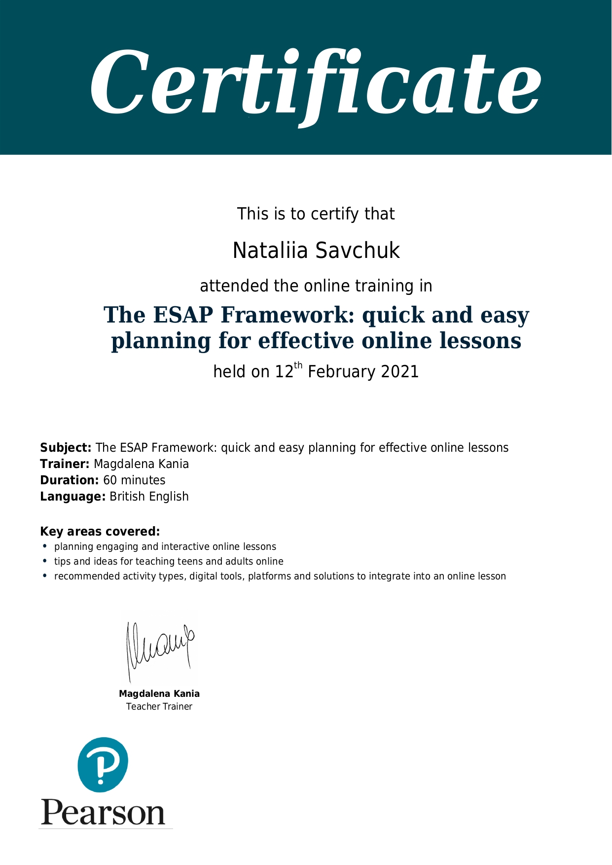 Certificate online training