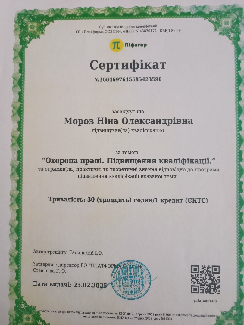 "Охорона праці. Підвищення кваліфікації."